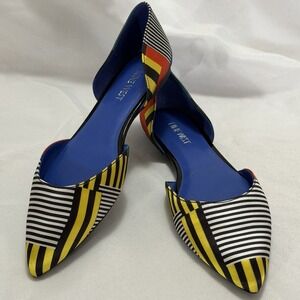 Nine West Graphic Print D'Orsay Flats Sz 7 Mod Colorblock Pointed Toe Chic